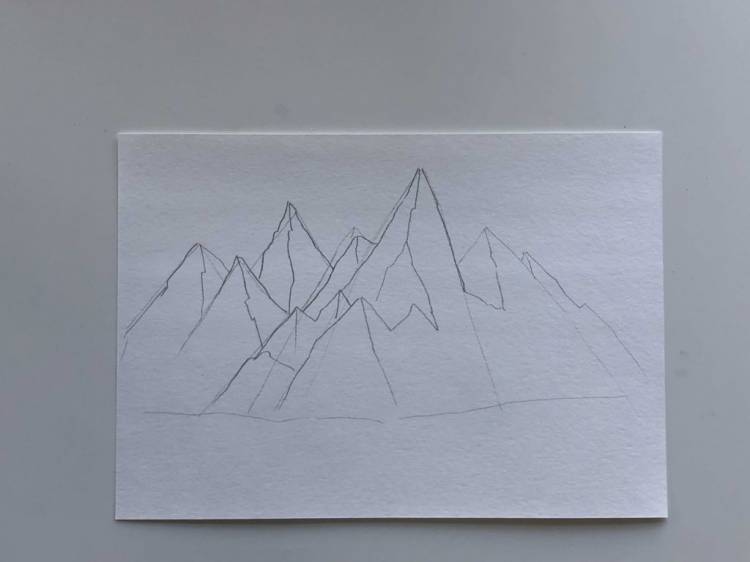 Как нарисовать горы карандашом поэтапно