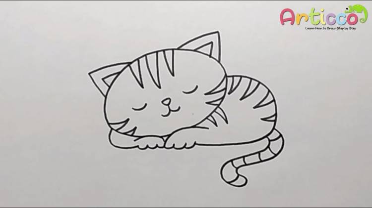 Как нарисовать спящего кота карандашом и маркером