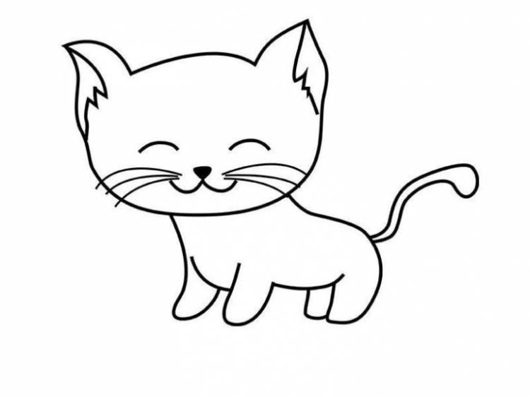 Котик простой детский рисунок 