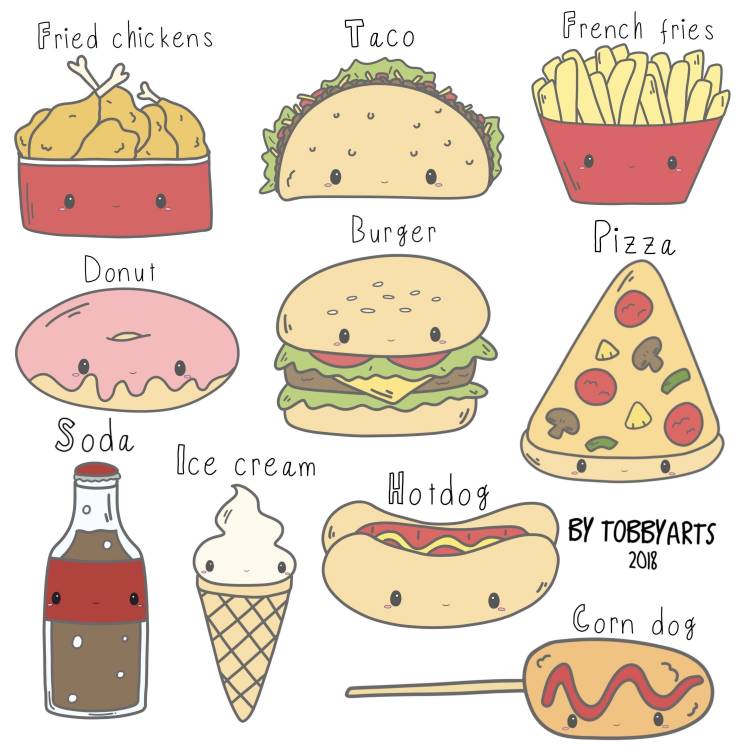 Легкие рисунки про еду