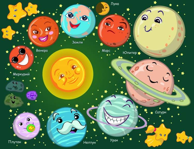 Планеты веселые картинки для детей 
