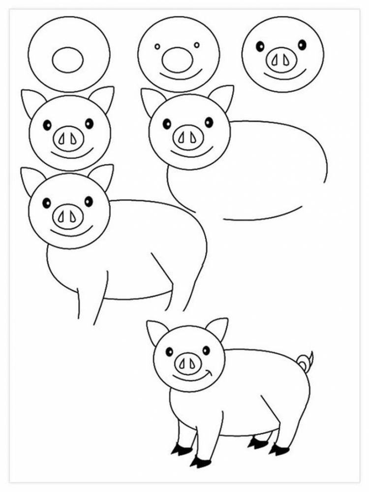 Лёгкие рисунки животных для детей