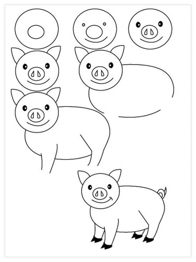 Рисунки животных карандашом для детей 