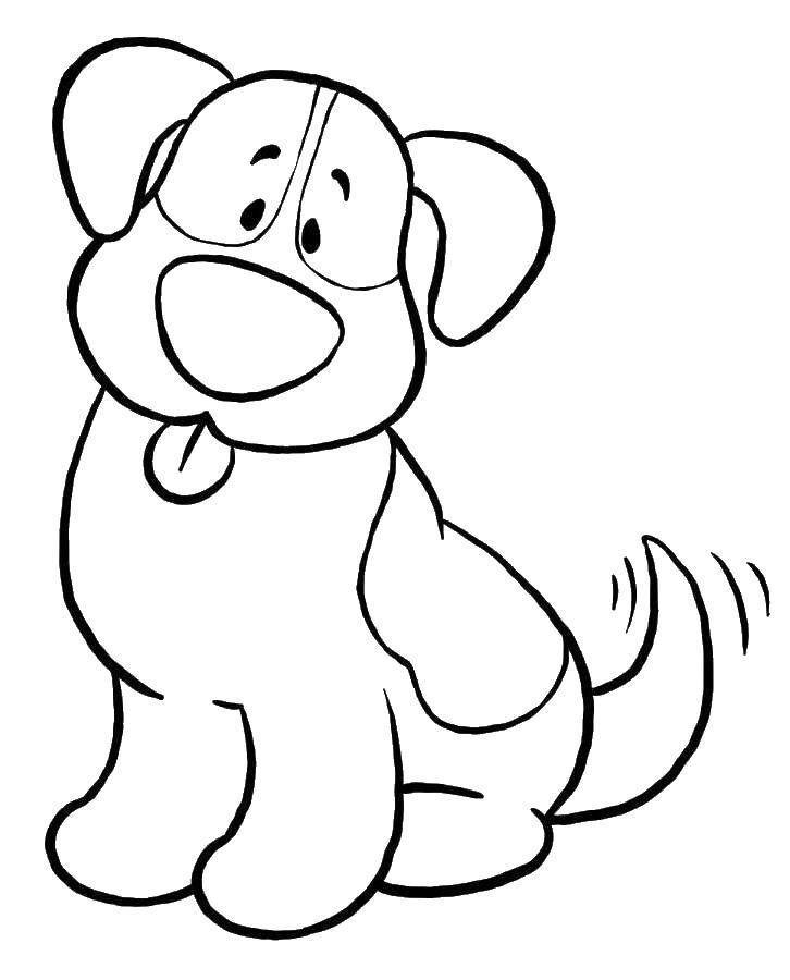Раскраски пес, Раскраска Смешной игривый пёс простые раскраски