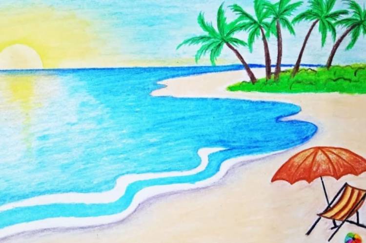 Создать мем лето карандашом, легкие рисунки моря, рисунок на тему лето