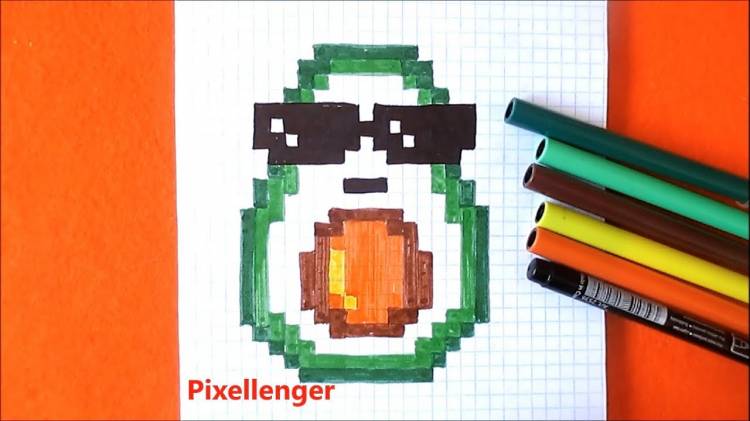 Как рисовать Авокадо в очках по клеточкам Пиксель арт How to draw Avocados with glasses Pixel Art
