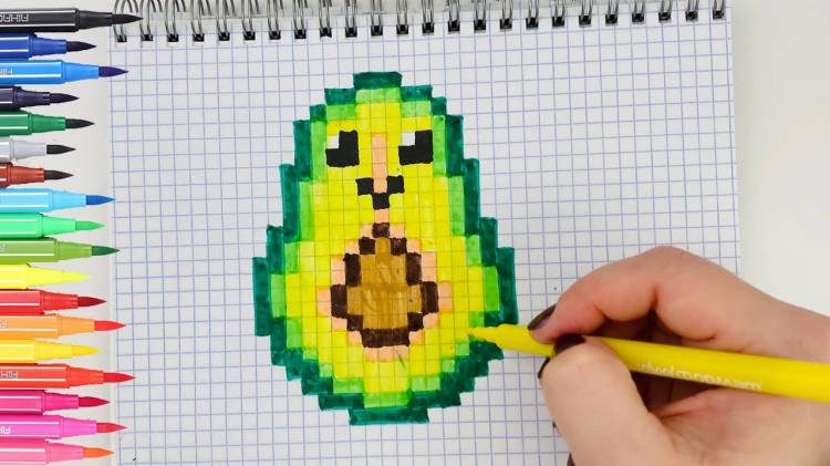 Кавайное Авокадо Рисуем По Клеточкам ❤ How To Draw Kawaii Avocado Pixel Art