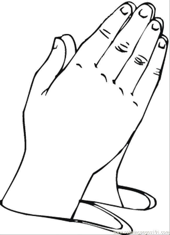 Раскраски Раскраска Ладони для молитвы Контур руки и ладошки для вырезания, скачать распечатать раскраски