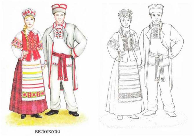 Фото и Картинки-раскраски для детей национальные костюмы народов России