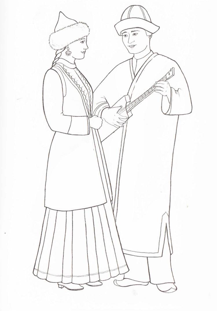 Национальный костюм казахов рисунок