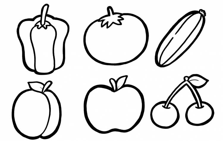 Раскраска Овощи и фрукты для детей