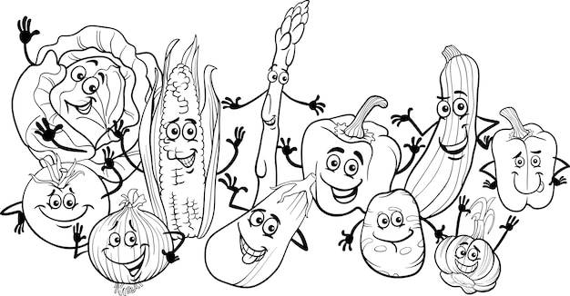 Счастливые овощи мультфильм для раскраски