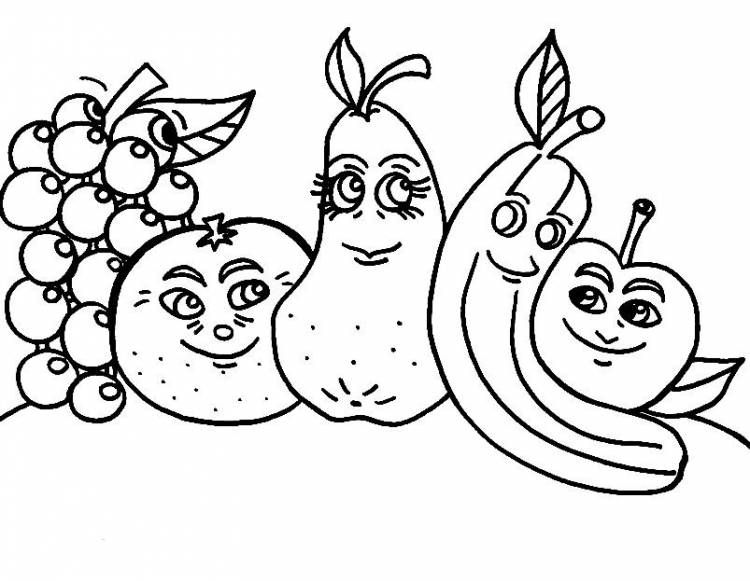 Раскраски для детей и взрослых хорошего качестваРаскраска веселые фрукты