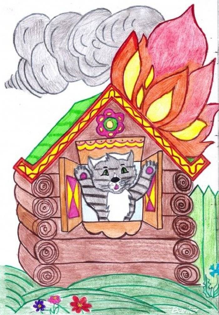 Кошкин дом детский рисунок 