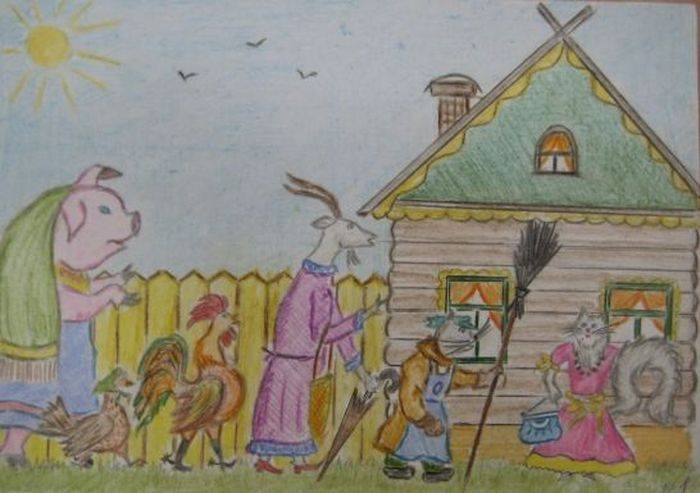 Детские рисунки к сказке кошкин дом