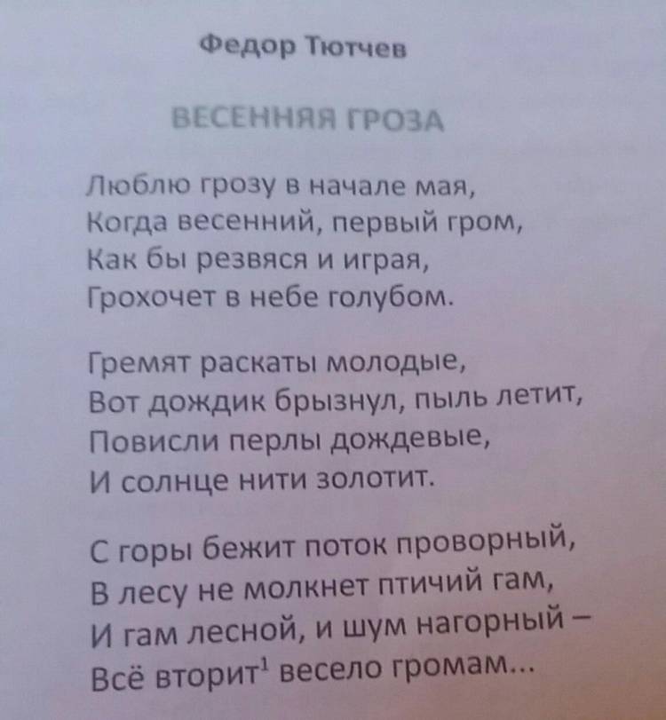 Весенняя гроза тютчев