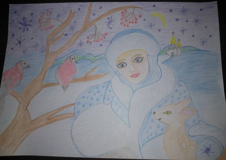Иллюстрация к сказке Снегурочка Островского карандашом