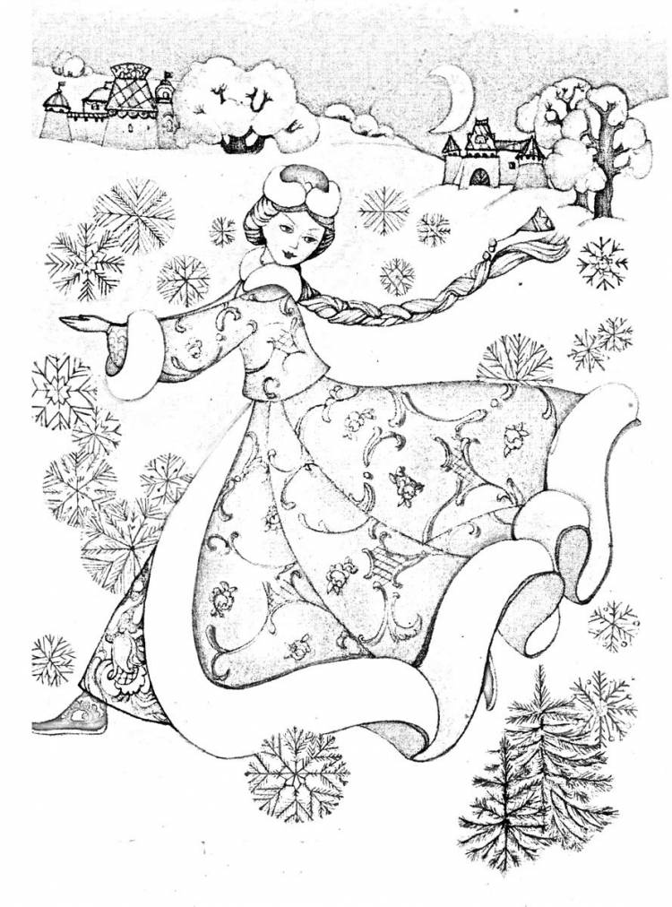 Персонажи из сказки снегурочка рисунок карандашом