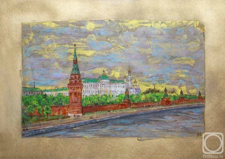Вид на Московский Кремль» картина Волхонской Людмилы (картон)