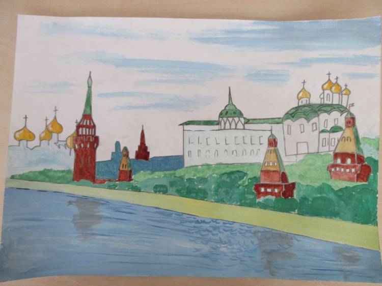Рассвет на Москве реке иллюстрация