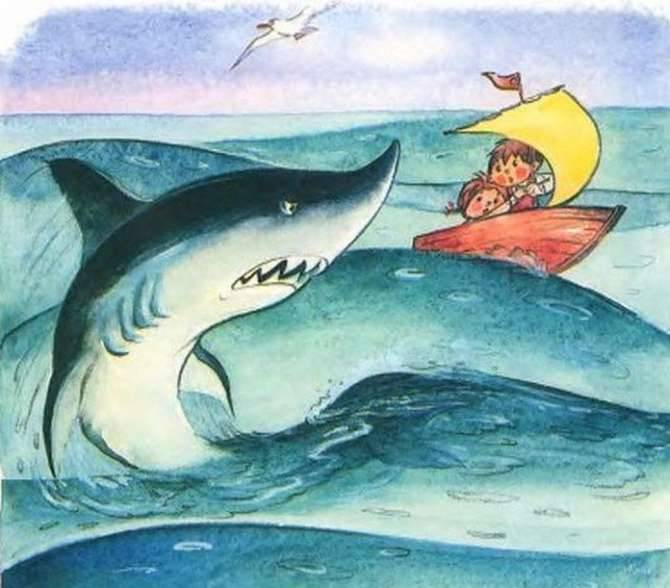 Рассказ акула Толстого в картинках и рисунках красками
