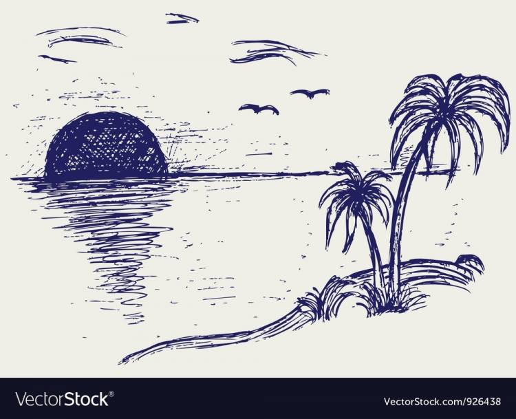 Рисунок к романсу островок рахманинов
