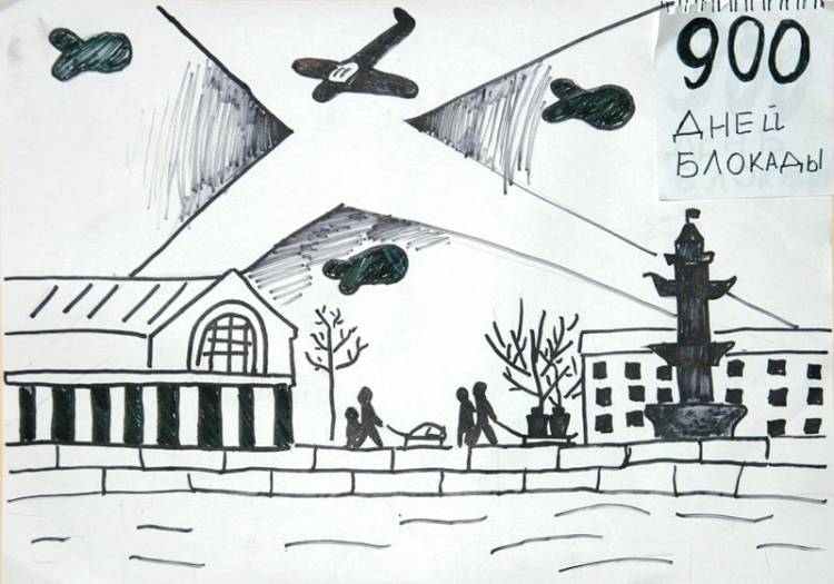 День снятия блокады ленинграда рисунки детей карандашом поэтапно легко 