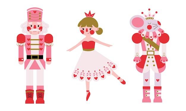 Новогодний набор персонажей из зимней сказки-балета «щелкунчик»