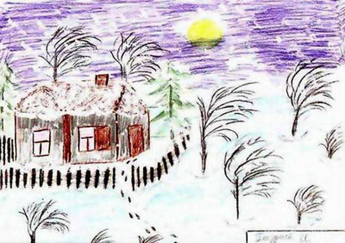 Рисунки к стихотворению Зимний вечер