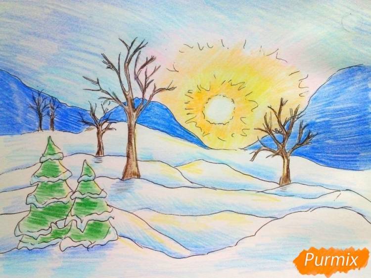 Рисунок на тему зимнее утро пушкин 