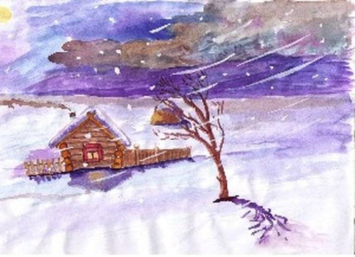Рисунок на тему зимний вечер пушкин 