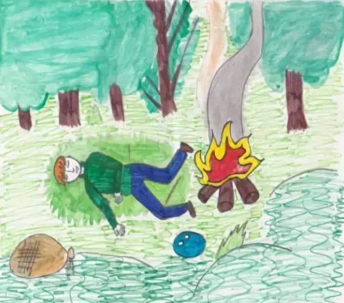Рисунок к рассказу васюткино озеро для учеников