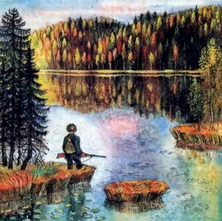 Иллюстрация к сказке Васюткино озеро Астафьев