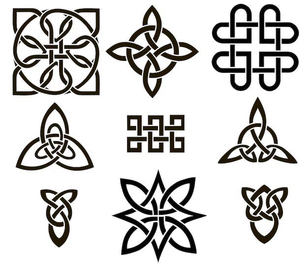 Средневековый набор татуировок кельтских узлов кельтские ирландские узлы орнамент кельтские символы бесконечная форма узла