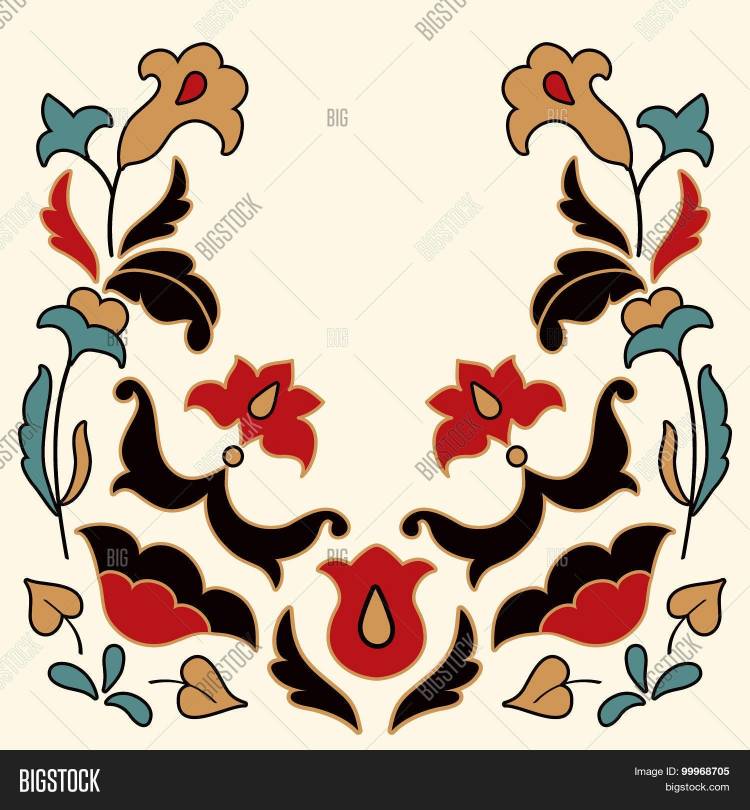 Татарский орнамент тюльпан трафарет