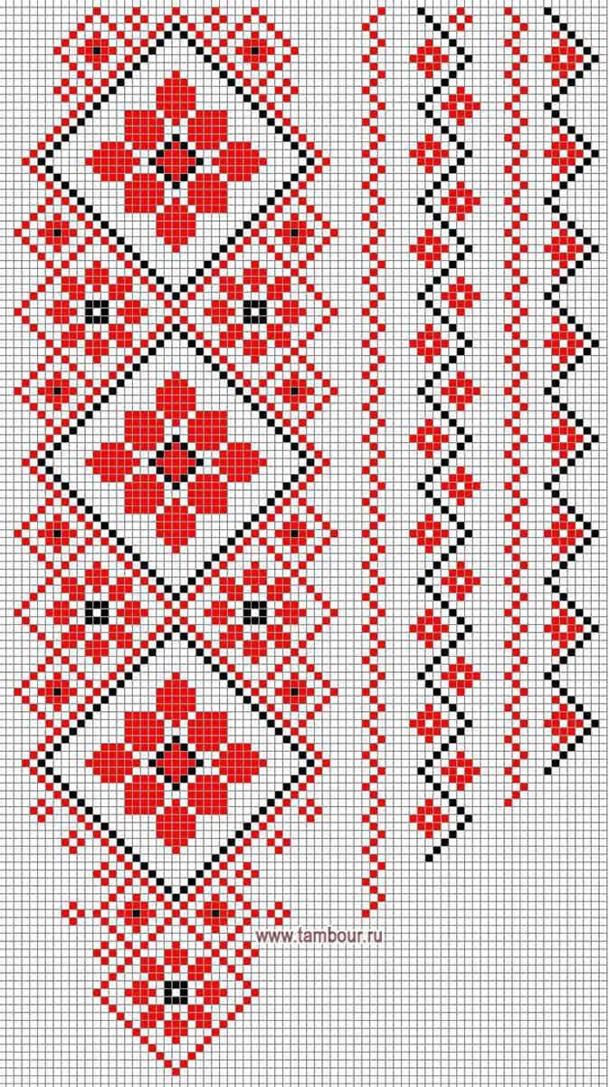 Схема орнамента Ромбы вышиванки на полочке