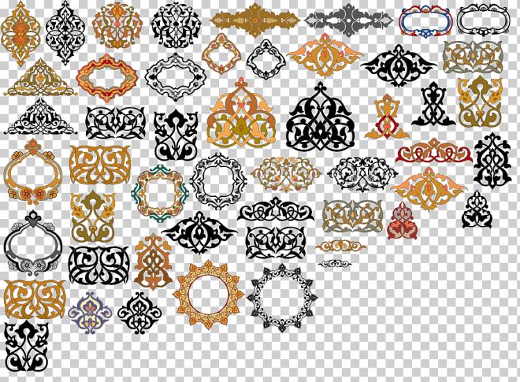 черные, желтые и оранжевые наклейки, исламские геометрические узоры Изобразительное искусство Орнамент, Ислам, булавка, религия, подвески png
