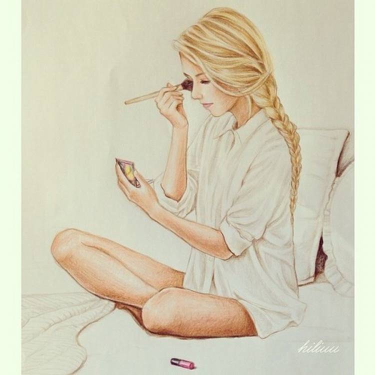Блондинка рисунок карандашом