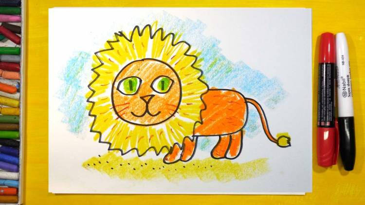 Как нарисовать Льва, Урок рисования для детей от