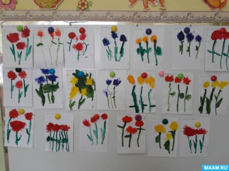 Конспект занятия по рисованию мятой бумагой во второй младшей группе «Весенние цветы» 