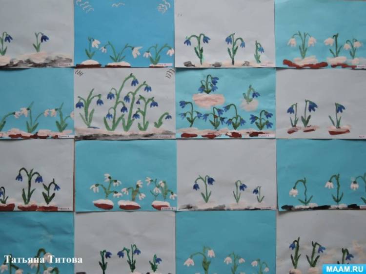 Фотоотчет о занятии по рисованию гуашью «Первые весенние цветы
