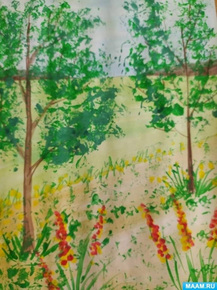 Конспект занятия по рисованию мятой бумагой и ватными палочками «Весенний пейзаж» с детьми ОВЗ младшего школьного возраста 