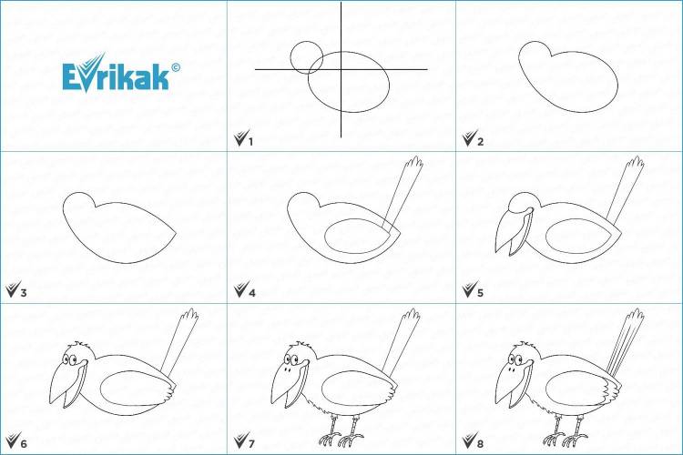Ворона рисунок карандашом для детей поэтапно