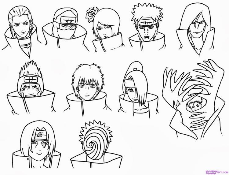 Поэтапное рисование аниме персонажей из Наруто