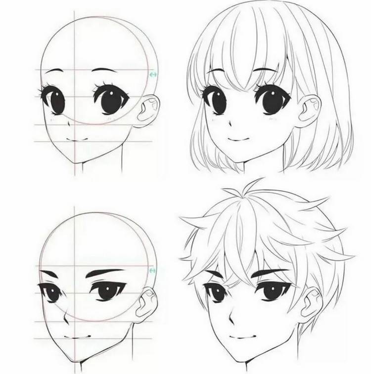 Аниме лица для срисовки карандашом для начинающих
