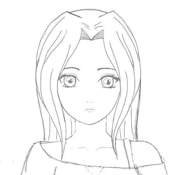 Рисунки карандашом легкие аниме лицо девушки карандашом 