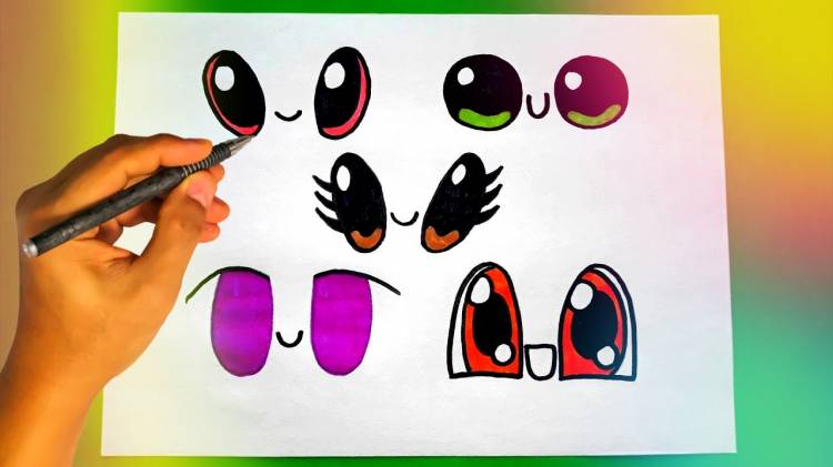 Как нарисовать милый КАВАЙНЫЕ ГЛАЗКИ? Лёгкие рисунки для детей и начинающих