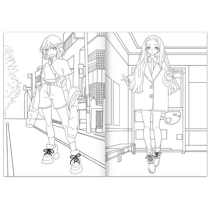 Раскраска аниме «На улицах Токио»