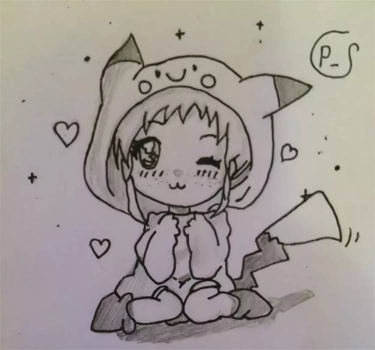 Рисунки карандашом милых девочек аниме 