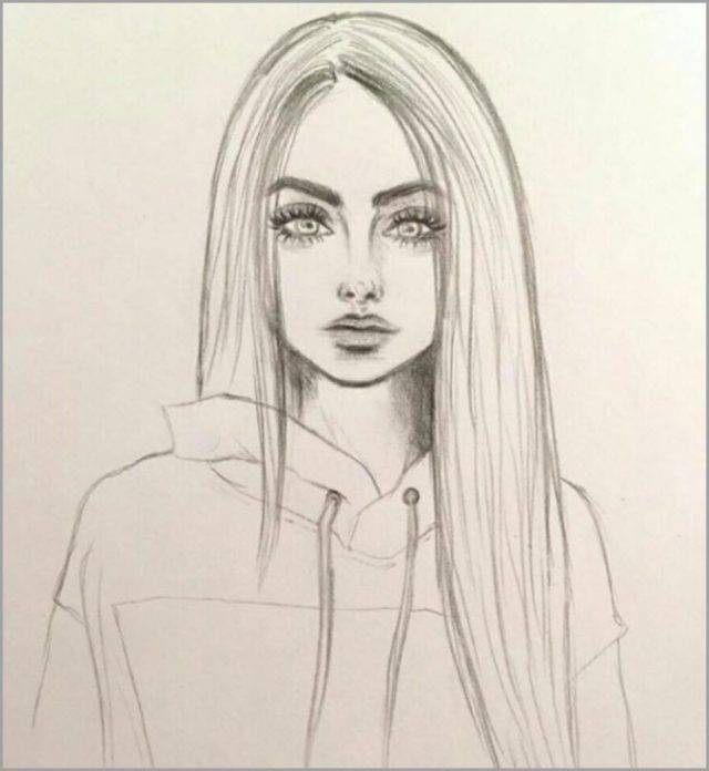 Портрет девушки карандашом для срисовки 
